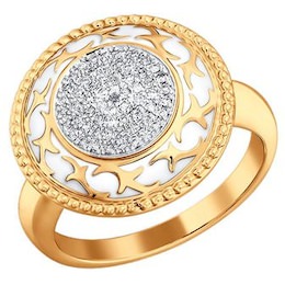 Кольцо из золота с эмалью с бриллиантами 1011273