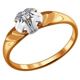 Кольцо из золота с бриллиантом 1011322