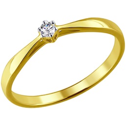 Кольцо из желтого золота с бриллиантом 1011345-2