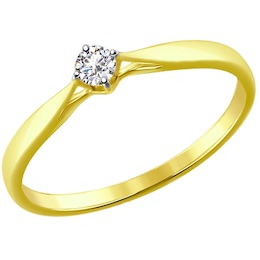 Кольцо из желтого золота с бриллиантом 1011495-2