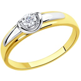 Кольцо из комбинированного золота с бриллиантом 1011620-2