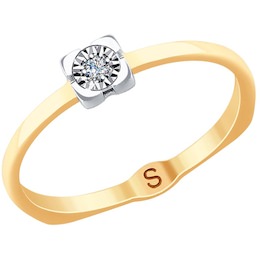 Кольцо из комбинированного золота с бриллиантом 1011749