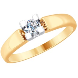 Кольцо из комбинированного золота с бриллиантом 1011751