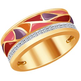 Кольцо из золота с эмалью и бриллиантами 1011756