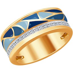 Кольцо из золота с эмалью и бриллиантами 1011757