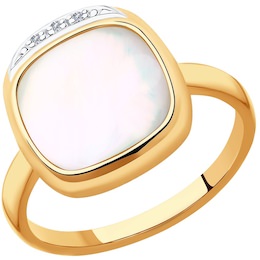 Кольцо из золота с бриллиантами и перламутром 1011901-5