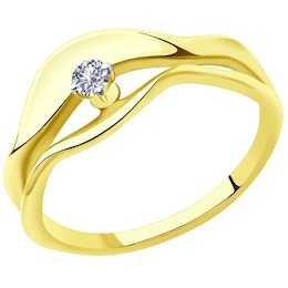 Кольцо из желтого золота с бриллиантом 1011903-2