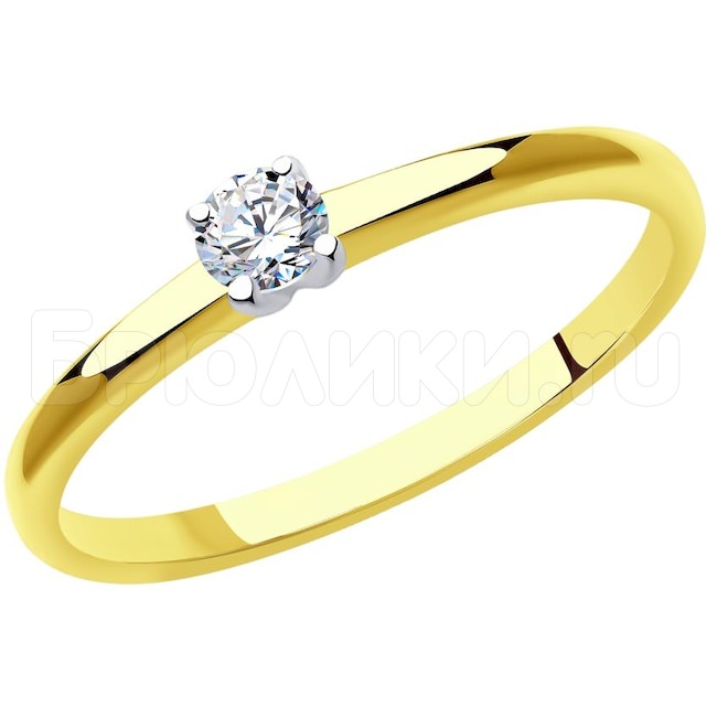 Кольцо из желтого золота с бриллиантом 1011909-2