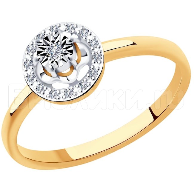 Кольцо из комбинированного золота с бриллиантами 1011930