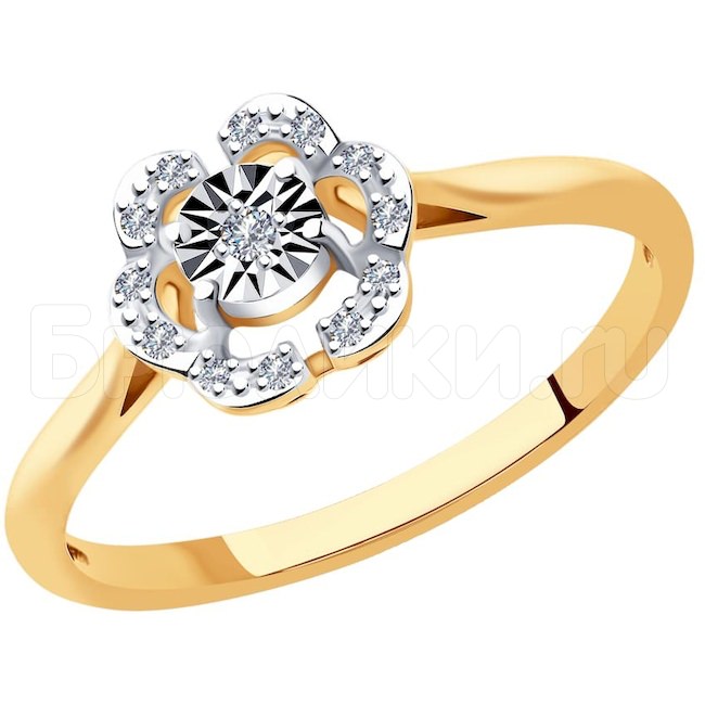 Кольцо из комбинированного золота с бриллиантами 1011954