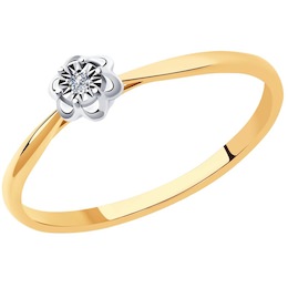 Кольцо из комбинированного золота с бриллиантом 1011965