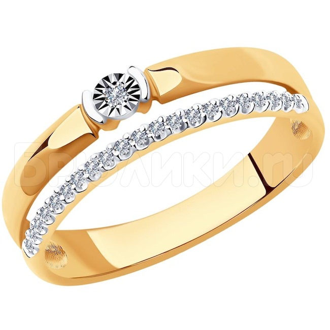 Кольцо из комбинированного золота с бриллиантами 1012013