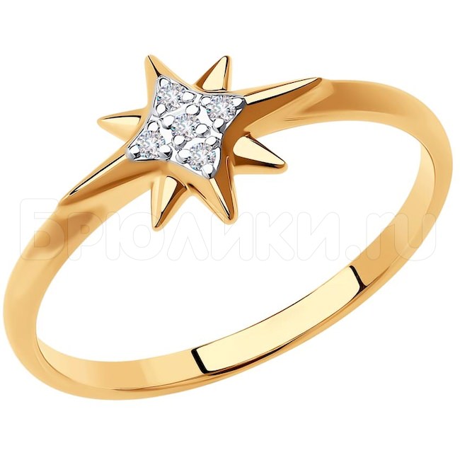 Кольцо из золота с искусственно выращенными бриллиантами 1012014-5