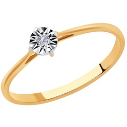 Кольцо из комбинированного золота с бриллиантом 1012024