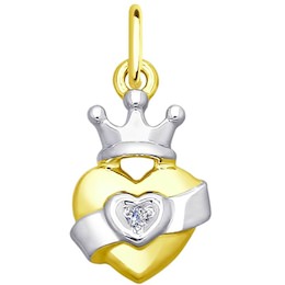 Подвеска «Сердце» из желтого золота с бриллиантом 1030607-2