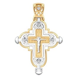 Крест из комбинированного золота с бриллиантами 1120037