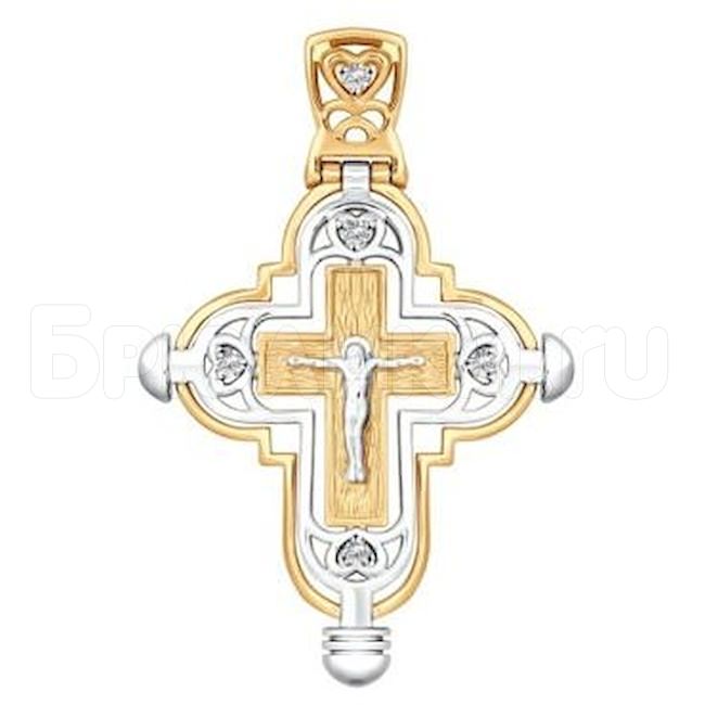 Крест из комбинированного золота с бриллиантами 1120037
