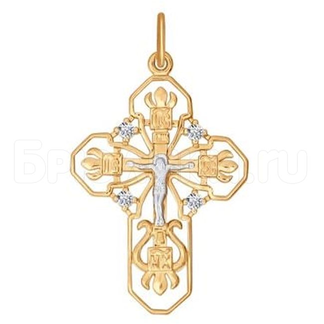 Крест из золота с фианитами 121257