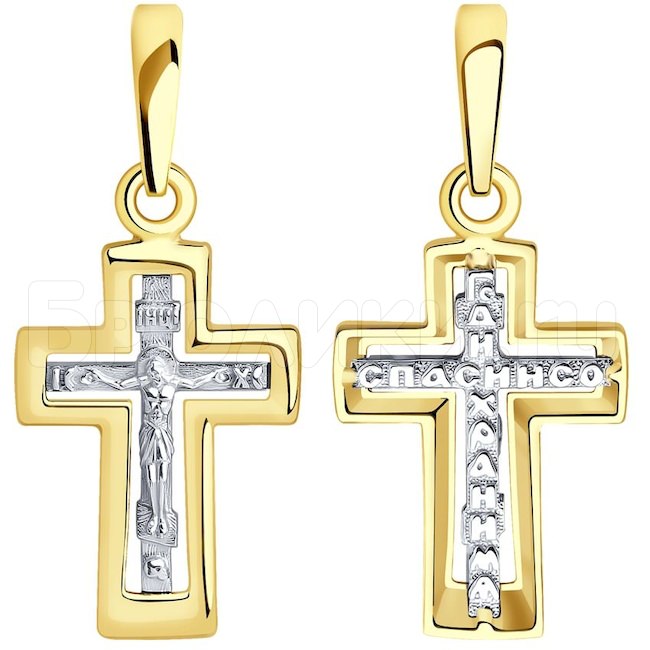 Крест из комбинированного золота 121326-2