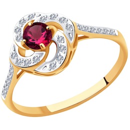Кольцо из золота с бриллиантами и рубином 4010642