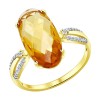 Кольцо из желтого золота с цитрином и фианитами 51714040