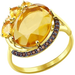 Кольцо из желтого золота с полудрагоценными вставками 51714159