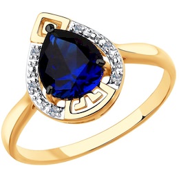 Кольцо из золота с бриллиантами и синими корундами 6012140