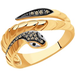 Кольцо из золота с бриллиантами в виде змеи 7010067