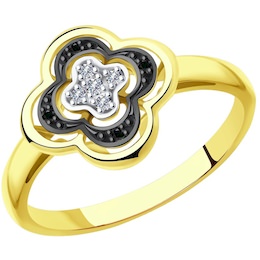 Кольцо из желтого золота с бриллиантами 7010070