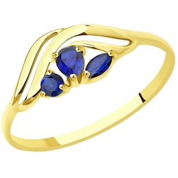 Кольцо из желтого золота с синими корунд (синт.) 714616-2