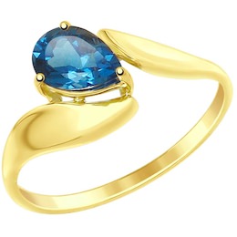 Кольцо из желтого золота с синим топазом 714867-2