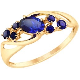 Кольцо из золота с синими корунд (синт.) 715280