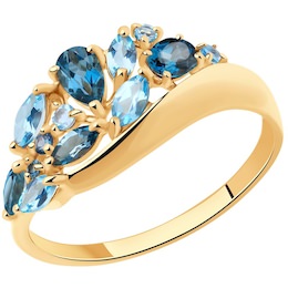 Кольцо из золота с голубыми и синими топазами 715330