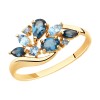Кольцо из золота с голубыми и синими топазами 715443