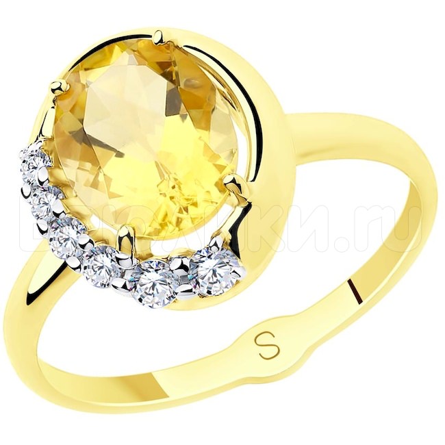 Кольцо из желтого золота с цитрином и 715655-2
