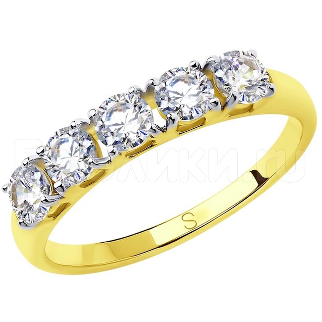 Кольцо из желтого золота с фианитами Swarovski 81010444-2