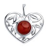Серебряная подвеска «Сердце» с гранатом 92030516