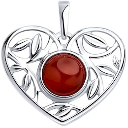 Серебряная подвеска «Сердце» с гранатом 92030516