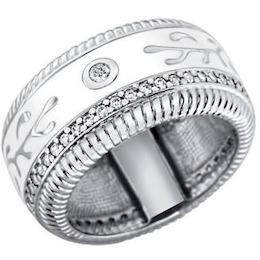 Кольцо из серебра с эмалью с фианитами 94010992