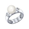 Кольцо из серебра с жемчугом и фианитами 94011211