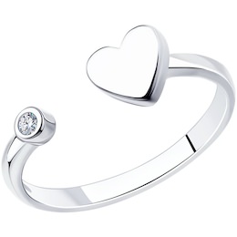 Кольцо из серебра с сердечком 94012714