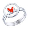 Кольцо из серебра с красной эмалью «Сердце» 94012739